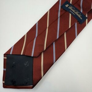 Brooks Brothers Blue, Red & Gold Striped Tie 100% Silk Men's Necktie